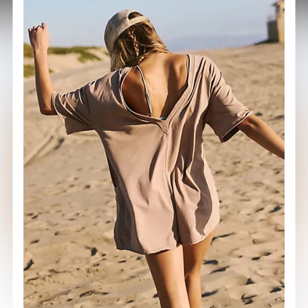 Nwt Free People Movement: Hot Shot Tee romper in Mocha Latte Medium size